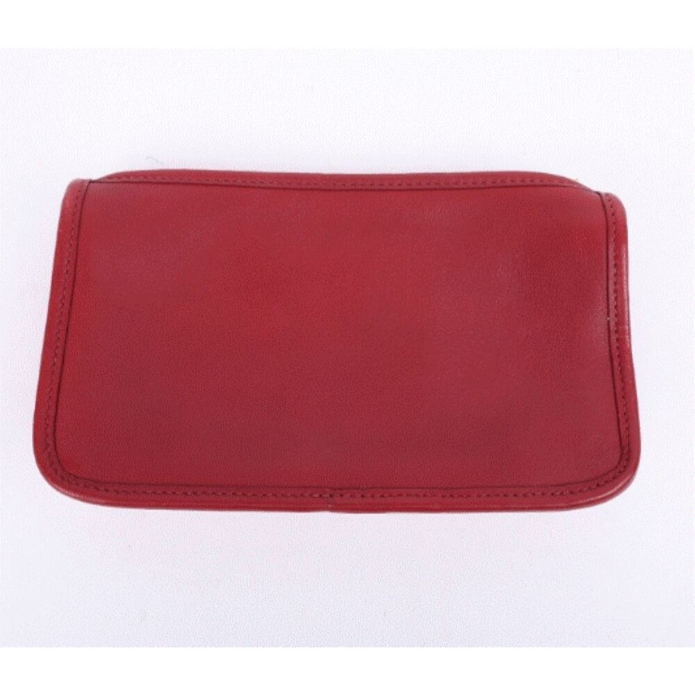 Vintage Coach Vintage Burgundy Leather Cluth Pouch Stripped Interior